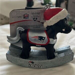 NFL Patriots Team Ornament with Red and White Santa Hat